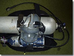 AGA with an inverted pony.  In this case the pony is connected to the main first stage and inverted so the diver can reach the valve.