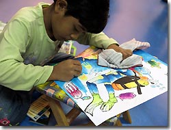 One of the young participants of the Annual Drawing Competition, Kuala Lumpur, Malaysia. MIDE 2008