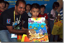 The winner of the drawing competition MIDE, Kuala Lumpur, Malaysia.