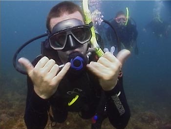 SCUBA diving is fun underwater. Go Diving!