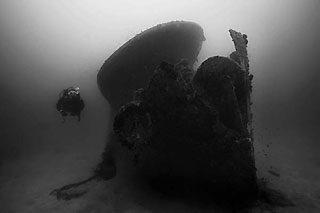 Just beside the wreck