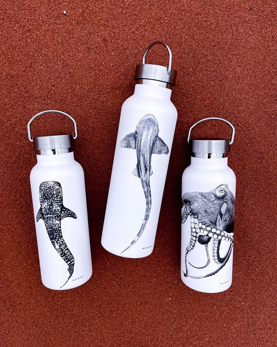 Underwater and ELK Draws Water Bottles - Art for Mental Health