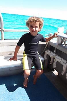 Max is ready to snorkel with Australian Sea-lions at Jurien Bay, Western Australia