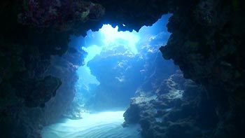 Great swimthroughs at Muiron Islands. Ningaloo Reef, Exmouth, Western Australia.