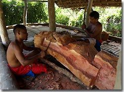 Traditional wood carvers at work, Yap, Micronesia